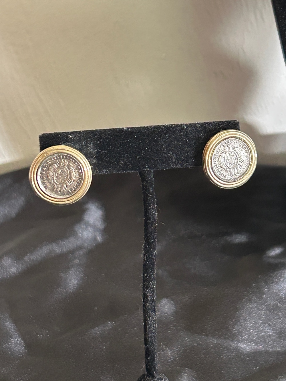 Mimi D IN Two Tone Coin  Earrings
